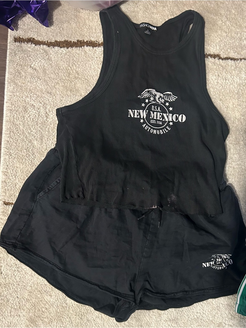 New Mexico Graphic Womens Black Short set - Casual Athletic Fit